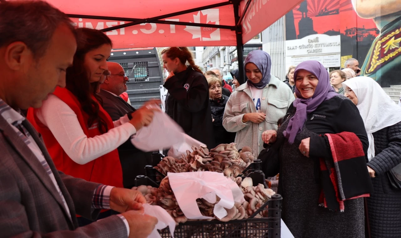 İzmit’te hasatın bereketi sürüyor... 850 kilo istiridye mantarı dağıtıldı